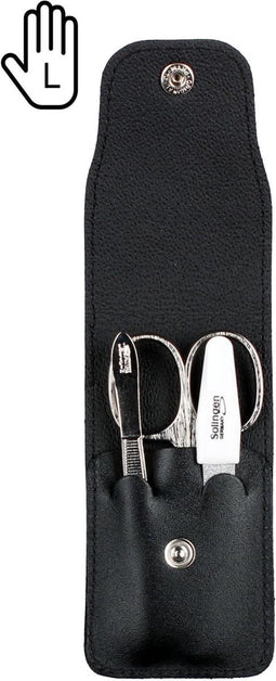 Solingen Linkshandige Manicureset - Zwart Lederen Etui - 3-delig