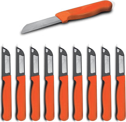 Solingen Schilmesje Robuust Handvat - RVS Glad - 16 cm met "Blade Cover" - Donker Oranje - 10 stuks