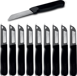 Solingen Schilmesje Robuust Handvat - RVS Glad - 16 cm met "Blade Cover" - Zwart - 10 Stuks