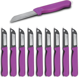 Solingen Schilmesje Robuust Handvat - RVS Glad - 16 cm met "Blade Cover" - Roze - 10 stuks