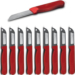 Solingen Schilmesje Robuust Handvat - RVS Glad - 16 cm met "Blade Cover" - Rood - 10 stuks
