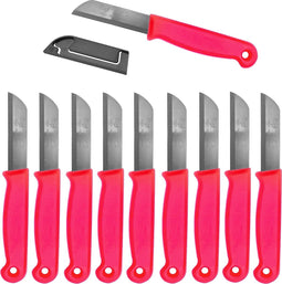 Solingen Schilmesje - RVS - Glad - 16 cm met "Blade Cover" - Neon Rood - 10 stuks