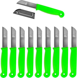 Solingen Schilmesje - RVS - Glad - 16 cm met "Blade Cover" - Neon Groen - 10 stuks