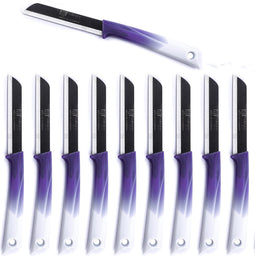 Solingen Schilmesje - RVS Glad - 19 cm met "Blade Cover" - Bi-Color Paars met Wit - 10 stuks