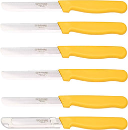 Solingen Tafelmes - Microkartel - Brede smeerkant - RVS - Geel - 21,5 cm - Set van 6