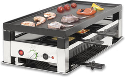 Solis 5 in 1 Tafelgrill 791 Gourmetstel 8 Personen - Grill, Wok, Pizzamaker, Raclette en Pannenkoeken - Raclette Gourmet Set - Bakplaat Gourmetten - Zilver/Zwart