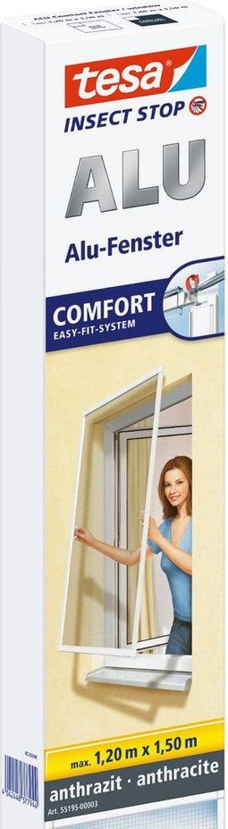 tesa ALU COMFORT 55195-00003-00 Vliegenhor (b x h) 1200 mm x 1500 mm Antraciet 1 stuk(s)