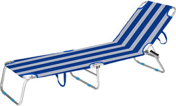 Solstol Marbueno Aluminium Strepen Blauw Wit 187 x 24 x 58 cm
