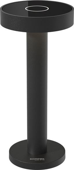Sompex Tafellamp Boro | Zwart - tafellamp voor binnen of buiten met oplaadstation USB wisselbaar in Warm of koud witte kleur