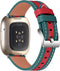 Somstyle Leren Bandje Geschikt Voor Fitbit Versa 3, Sense - Groen / Rood