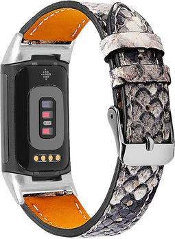 Somstyle Leren Bandje - Slangenleer - Geschikt Voor Fitbit Charge 5 - Slangenprint