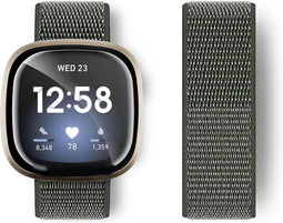 Somstyle Nylon Bandje Geschikt Voor Fitbit Versa 3, Sense - Donkergroen