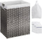 SONGMICS Wasmand, 90 liter, wasverzamelaar, uitneembare binnenzak, 2 waszakken van stof, 3 wasnetten, handgrepen, rotan-look, speelgoedopslag, voor badkamer, slaapkamer, grijs LCB390G01