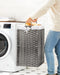SONGMICS Wasmand, 90 liter, wasverzamelaar, uitneembare binnenzak, 2 waszakken van stof, 3 wasnetten, handgrepen, rotan-look, speelgoedopslag, voor badkamer, slaapkamer, grijs LCB390G01
