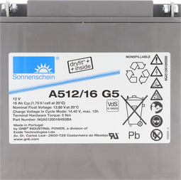 Sonnenschein Dryfit A512 / 16G5 loodbatterij, aansluiting M5, VDS G1892