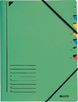 Sorteermap Leitz 7 tabbladen karton groen | 5 stuks