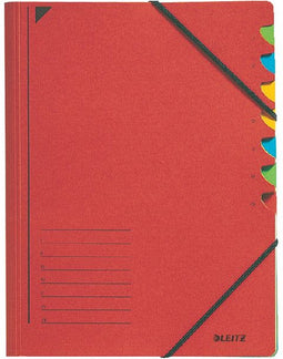 Sorteermap Leitz 7 tabbladen karton rood | 5 stuks