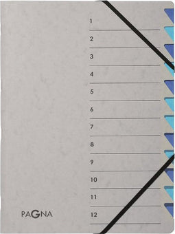 Sorteermap Pagna Easy A4 12 tabs grijs | 5 stuks