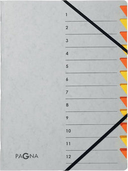 Sorteermap Pagna Easy A4 12 tabs grijs | 5 stuks