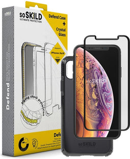 SoSkild Defend Heavy Impact Case en Tempered Glass Screenprotector Smokey Grey voor iPhone X | Xs