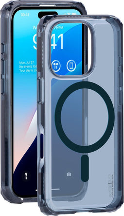SoSkild iPhone 16 Pro Hoesje - Shockproof Case - Stevig Materiaal met Magnetische Ring - Magsafe - Smokey Grey