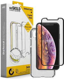 SoSkild iPhone X | Xs Defend Heavy Impact Case and Tempered Glass Transparant