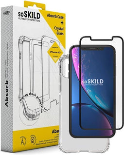 SoSkild iPhone Xr Absorb Impact Case Transparent and Tempered Glass Transparent