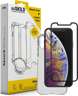 SoSkild iPhone Xs Max Absorb Impact Case and Tempered Glass Transparant