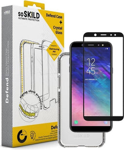 SoSkild Samsung Galaxy A6 Defend Heavy Impact Case Transparent and Tempered Glass (black)