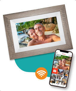 Pora&Co - Digitale fotolijst - WiFi - 8 inch HD IPS Display Donker Bruin/Wit