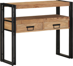 vidaXL - Console - Tafel - Zwart - 90x33x75 - cm - Massief - Acaciahout - en - Metaal