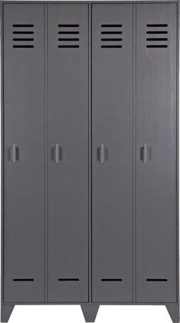 WOOOD Stijn Kledingkast 2-Deurs - Grenen - Staal Grijs - 103x187x40