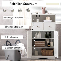 Coast badkamerkast - opbergkast met 2 deuren en 2 laden - 60 x 30 x 108 cm - wit