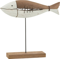 J-Line decoratie Vis Op Voet Hechtingen Paulownia - hout - mix - large