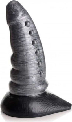 XR Brands Beastly - Toelopende Hobbelige Siliconen Dildo silver