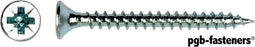 Spaanplaatschroef Verzinkt 3.5x35mm. lang. platkop. kruiskop. 200 stuks houtschroeven. PGB-FASTENERS.