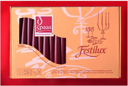 Spaas 100 stuks Dinerkaarsen/tafelkaarsen/kandelaarkaarsen 25cm - 8 Uur - Bordeaux