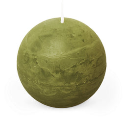 Spaas - Rustiek Kaars Bol 80mm-olijfgroen