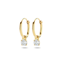 Sparkle14 oorringen met hangers zirkonia - 11 mm - Goud