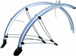 Spatbordset 28" PVC 56mm Zilver Met stroomkabelgeleiding