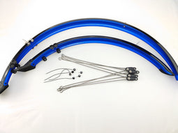 Spatbordset zwart/blauw + stang