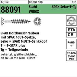 SPAX 0191010801805 Houtschroef 50 stuk(s)