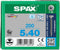 SPAX 1197000500403 Roestvaststalen schroef, Verzonken kop, 5 x 40, Voldraad, T-STAR plus T20 - blank - 200 stuks