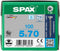 SPAX 1197000500703 Roestvaststalen schroef, Verzonken kop, 5 x 70, Voldraad, T-STAR plus T20 - blank - 100 stuks