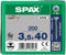 SPAX 191010350403 Universele schroef, Verzonken kop, 3.5 x 40, Deeldraad, T-STAR plus TX20 - WIROX - 200 stuks