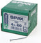 SPAX 191010450603 Universele schroef, Verzonken kop, 4.5 x 60, Deeldraad, T-STAR plus TX20 - WIROX - 100 stuks
