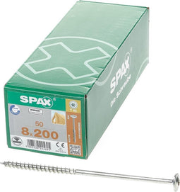 SPAX 251010802005 Hi-Force schroef, Discuskop, 8 x 200, Deeldraad, T-STAR plus T40 - WIROX - 50 stuks