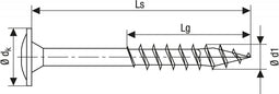SPAX 257000601405 Hi-Force schroef, Discuskop, 6 x 140, Deeldraad, T-STAR plus T30 - blank - 100 stuks
