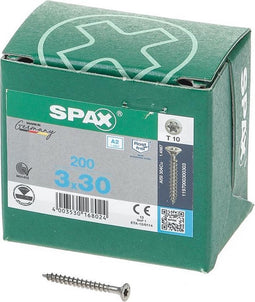SPAX-S 1197000300303 Roestvaststalen schroef, Verzonken kop, 3 x 30, Voldraad, T-STAR plus T10, S-punt - blank - 200 stuks