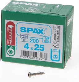 Spax Spaanplaatschroef cilinderkop RVS T-Star T20 4.0x25mm (per 200 stuks)
